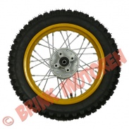 Dirtbike wielen - Dirtbike Pitbike achterwiel met band 12 inch geel - 1779 (B-1-6-3)